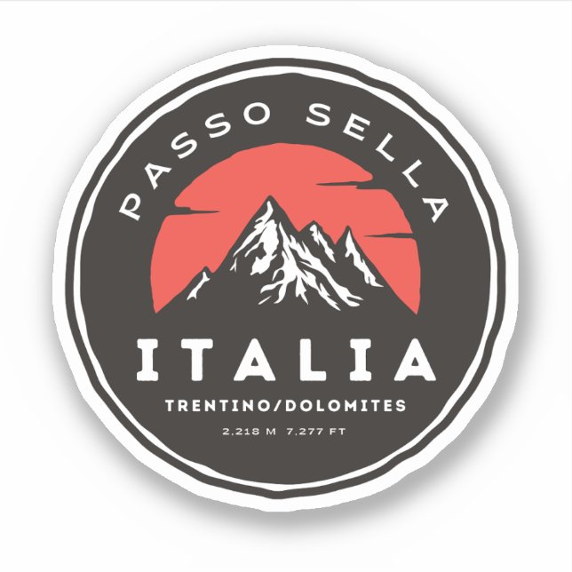  passo Sella italian Mountains motorcycle trip Sticker (Front)