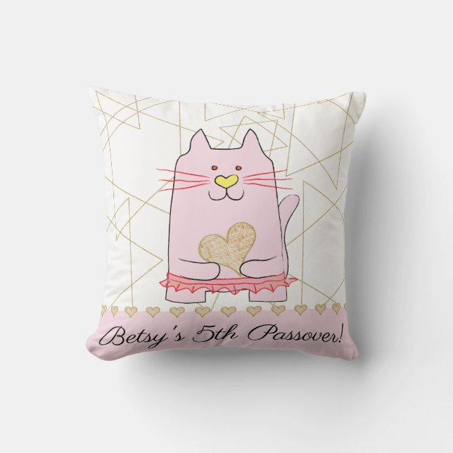 Passover 16/16" Pillow Pink Cat Ballerina (Front)