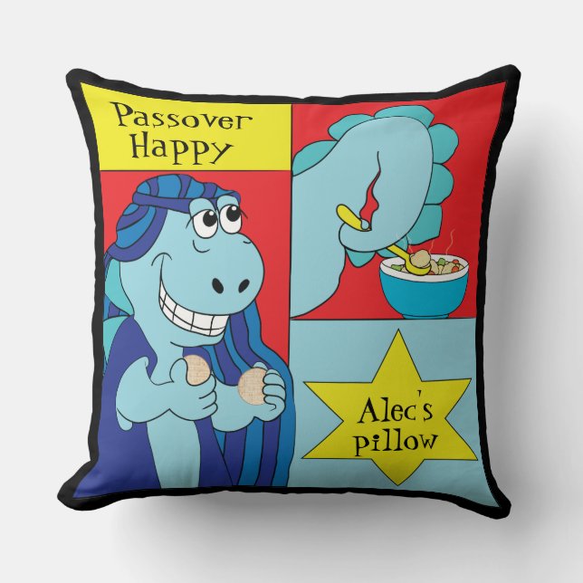 Passover 20/20" Pillow Dinosaur Happy (Front)