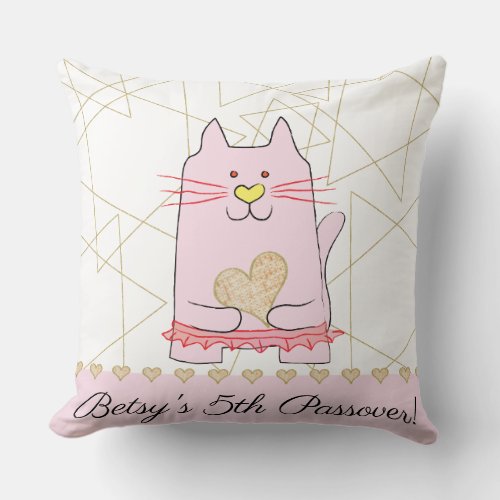 Passover 2020 Pillow Pink Cat Ballerina