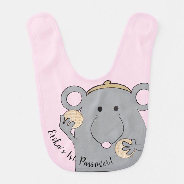 Passover Baby Bib "Passover Matzah, Matzah/Pink" (Front)