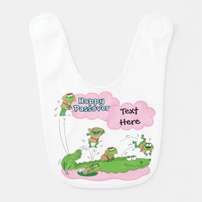 Passover Baby Girl Bib "Hoppy Passover" (Front)