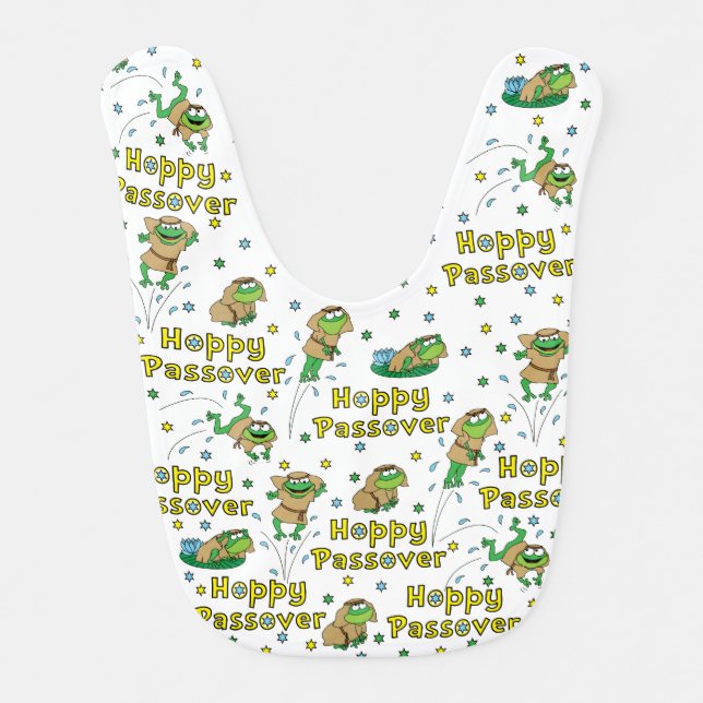 Passover Bib Baby Boy "Hoppy Passover" (Front)