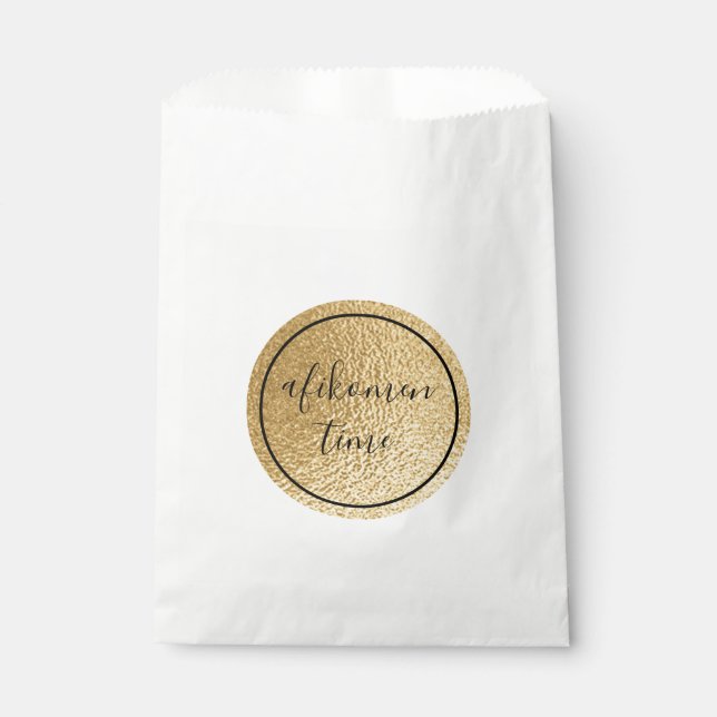 Passover Black Gold Afikomen Time Favor Bag (Front)