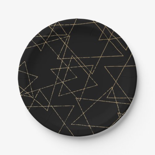 Passover Black Gold Stars Paper Plates