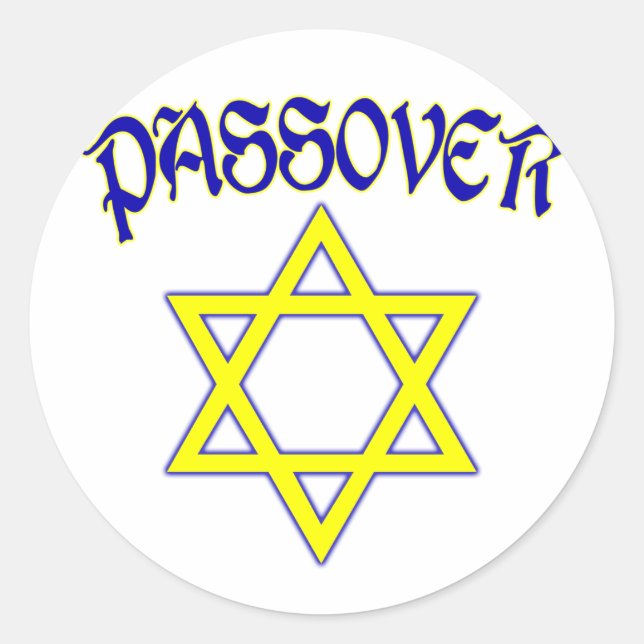 Passover Blue & Gold Classic Round Sticker (Front)