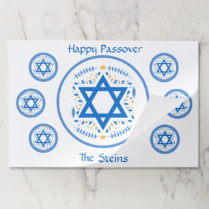 PASSOVER Blue Star of David NAME White Placemats