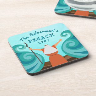 Passover Custom Family Name Year Cartoon Moses Beverage Coaster
