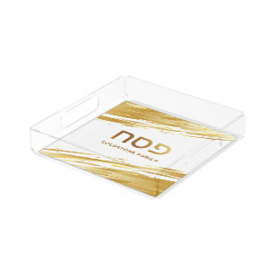 Passover Custom Seder Gold Swash Acrylic Tray