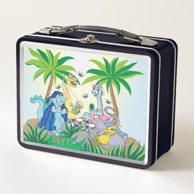 Passover Dino Seder Black Metal Lunch Box (Front)