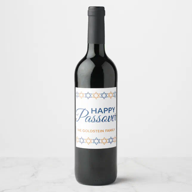 Passover Elegant Blue and Gold Star of David Wine Label | Zazzle