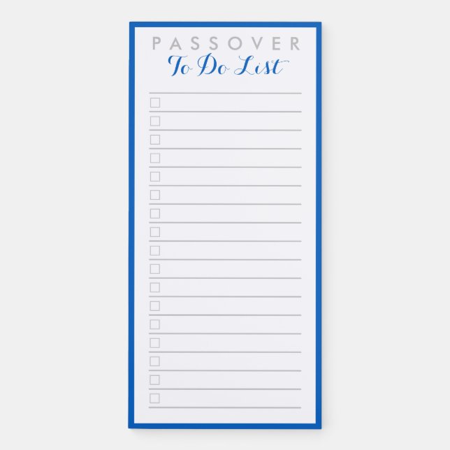 Passover Elegant Jewish Blue White To Do List  Magnetic Notepad (Front)