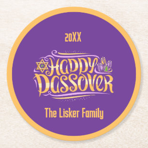 Passover Family Wine Round Paper Coaster