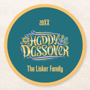 Passover Family Wine Round Paper Coaster