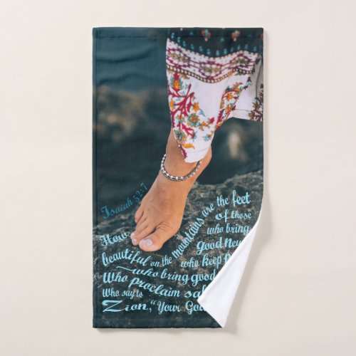 Passover Foot Washing How beautiful Isaiah 527 Hand Towel