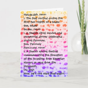 Passover Funny Define Haggadah Colorful Matzah Card