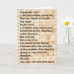 Passover Funny Define Haggadah Matzah Card