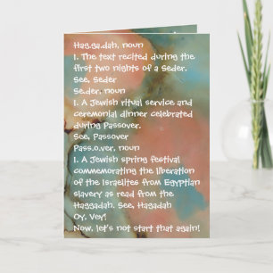 Passover Funny Define Haggadah Shades of Colors Card