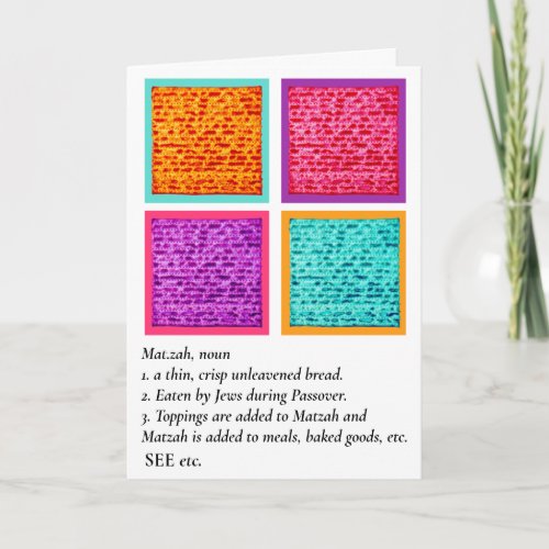 Passover Funny Define Matzah Card