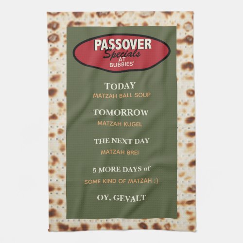 Passover Funny Menu Kitchen Towel