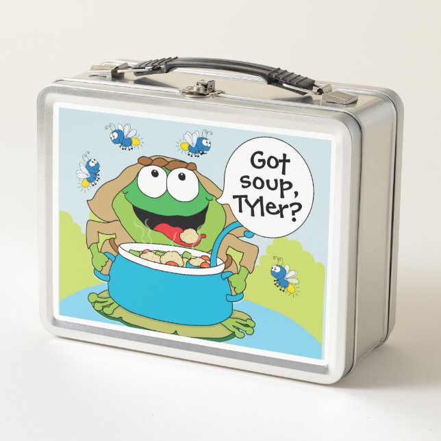 Passover Got Soup Frogs Silver Metal Lunch Box (Front)