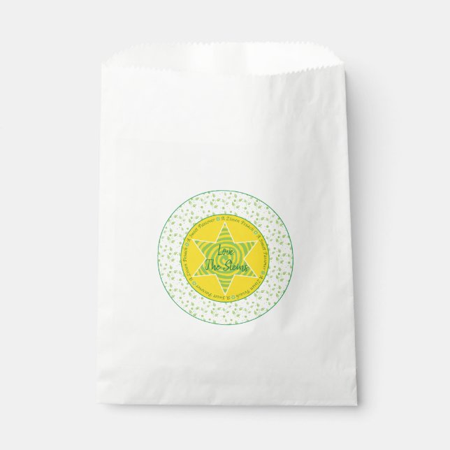 Passover "Green Yellow Star" Goodie Favor Bag (Front)