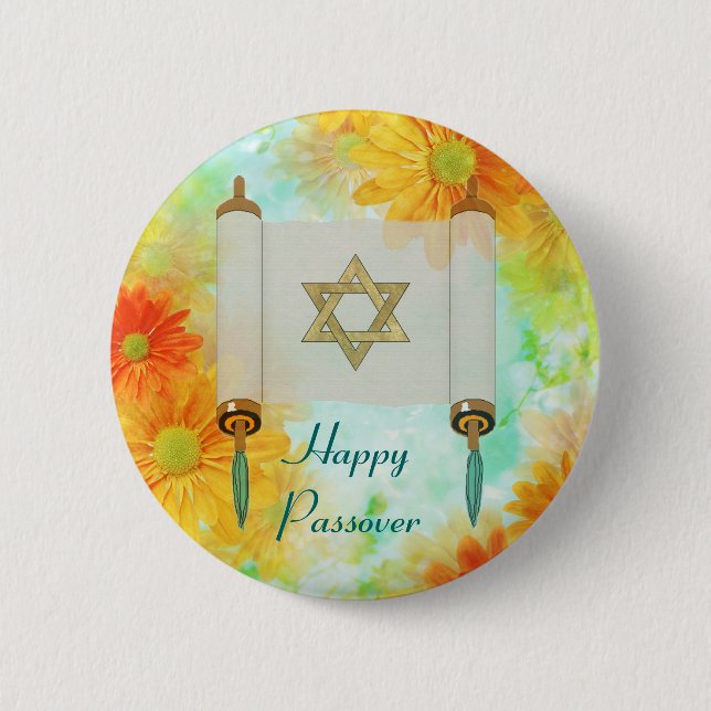 Passover Greetings Pinback Button (Front)