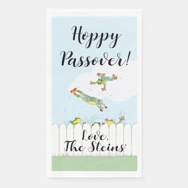 Passover Guest Towel Napkins Hoppy Passover (Front)