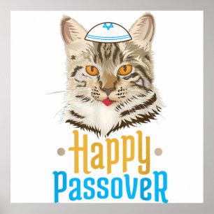Passover Happy Passover Cat Funny Seder Jewish Poster