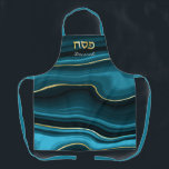 Passover Hebrew Personalized Pesach Seder Apron<br><div class="desc">Our Faux Agate All over print apron is a beautiful (and practical) way to celebrate not just the seder, but the entire 8 day Passover Holiday with style & elegance. Simulated Gold highlights, include Gold Passover text in Hebrew. English Text PASSOVER can be changed to your own text. Flowing lines...</div>
