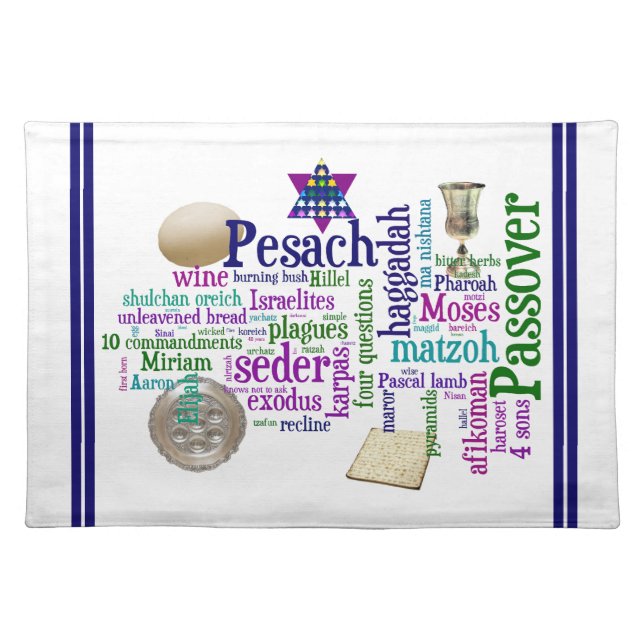 Passover Holiday Words and Symbols Placemat (Front)