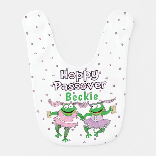 Passover Hoppy Frogs Baby Bib (Front)