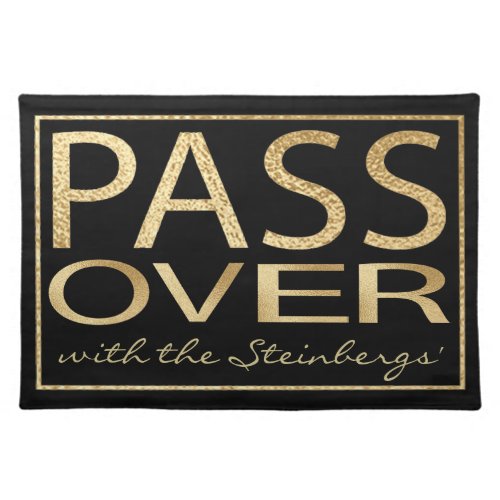 Passover in Gold and Black Cloth Placemat