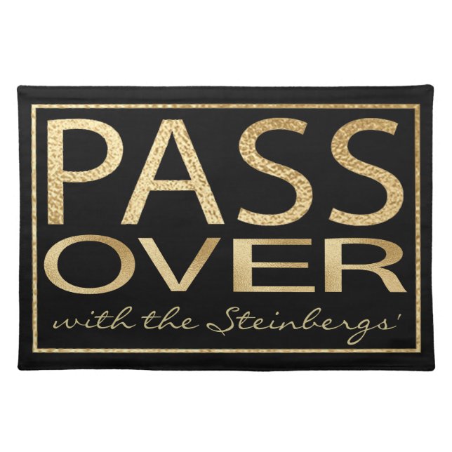 Passover in Gold and Black Cloth Placemat (Front)