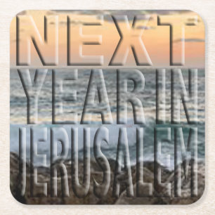 Passover Jerusalem Beach  Square Paper Coaster