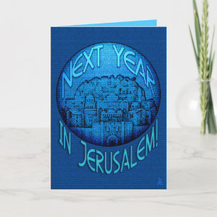 Passover Jerusalem Blue Card