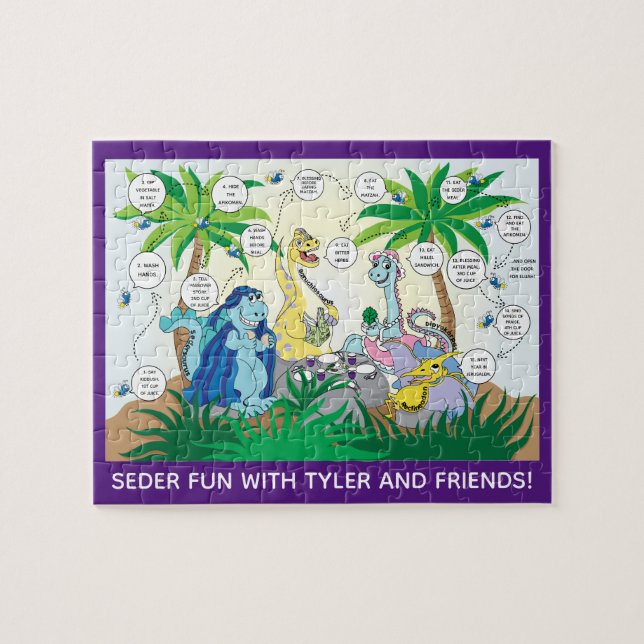 Passover Kids' Dinosaur Seder Puzzle for Children (Horizontal)