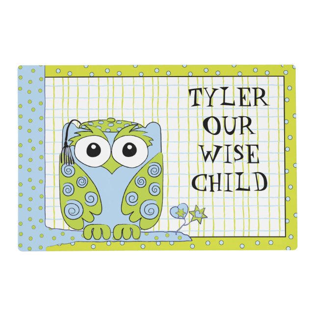 Passover Laminated Placemat "WISE Child OWL" (Front)