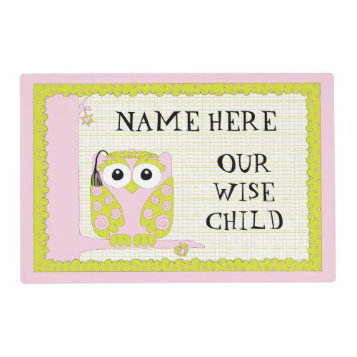 Passover Laminated Placemat WISE OWL
