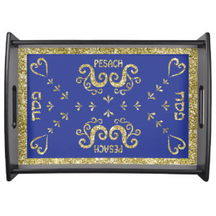 Passover Large Serving Tray "Gold Elegant"