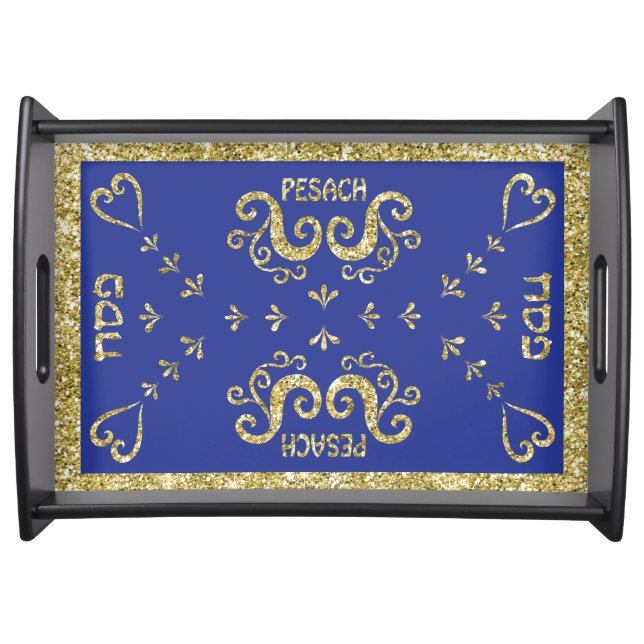 Passover Large Serving Tray "Gold Elegant" (Front)