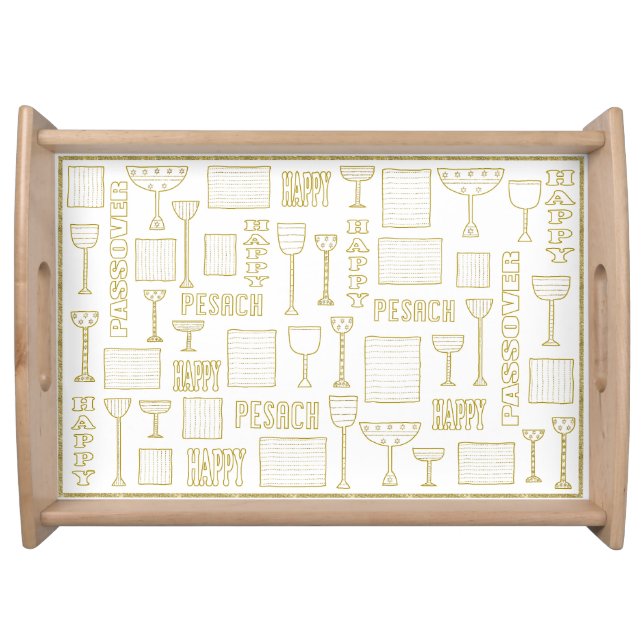 Passover Large Serving Tray "Wine N Matzah" (Front)
