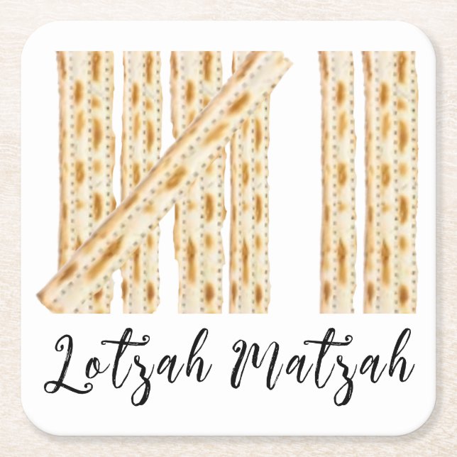Passover Lotzah Matzah 7 Days Square Paper Coaster (Front)