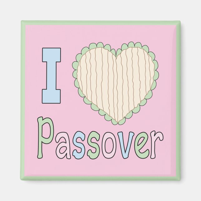 Passover Magnet 2" Square "I Love Passover" (Front)