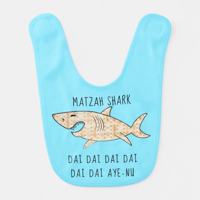 Passover Matzah Shark Dai AyeNu Baby Bib (Front)