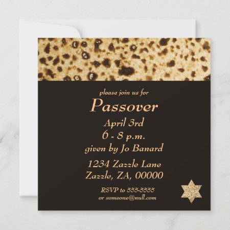 Passover Matzah Star Of David Invitation