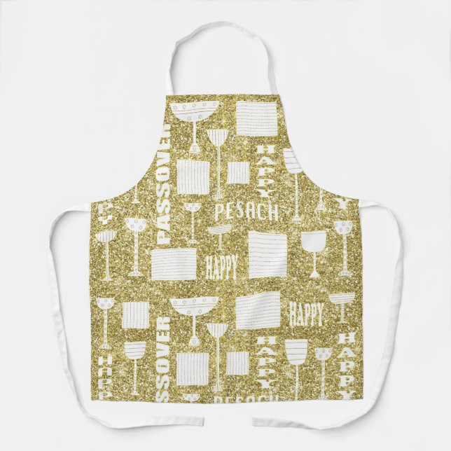 Passover Matzah Wine Gold Apron (Front)
