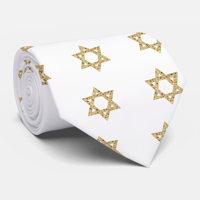 Passover Matzoh Star of David Neck Tie (Rolled)