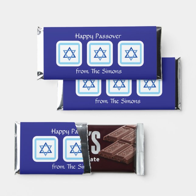 PASSOVER message Blue Jewish Star David Hershey Bar Favors (Front)