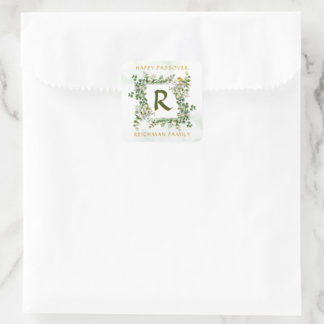 Passover Monogram Seder Floral Sticker (Bag)